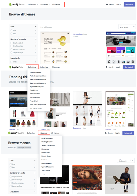 电商平台Shopify网站页面如何设计？在这里，70+种优质模板themes任选，免费！