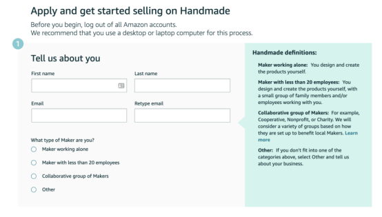 b2b申请亚马逊Amazon Handmade账号时需要回答哪些问题？账号如何设置？