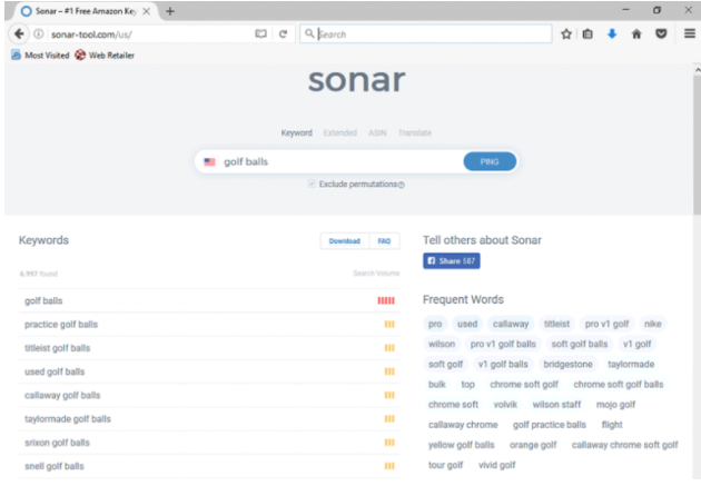 出海亚马逊关键词研究工具Sonar，1.8亿keywords数据库，免费！