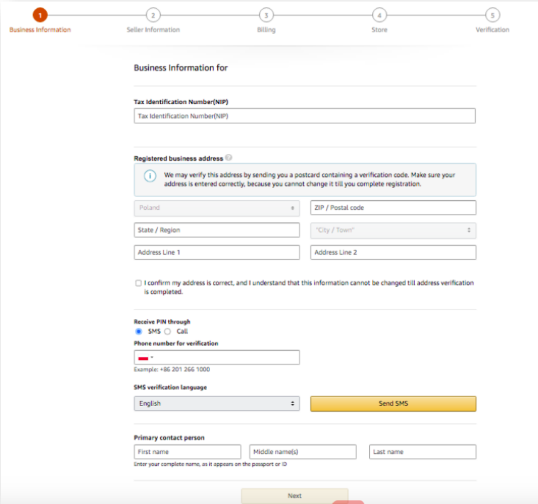 How to register a seller's account in Amazon Poland?