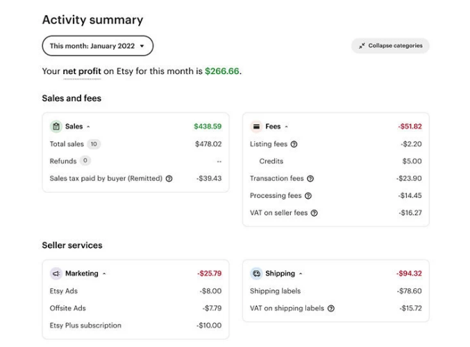 The e-commerce platform Etsy updates the information summary method of the seller's payment account and adds tool tips