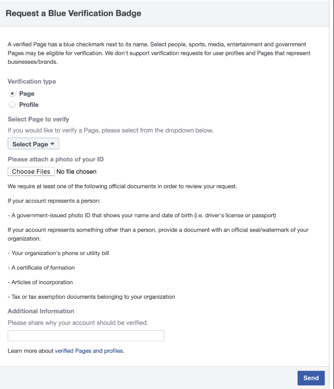 跨境电商平台如何验证Facebook企业页面，获得蓝色或灰色标志认证？