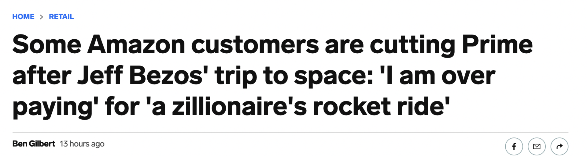 电商平台贝索斯上天刺激亚马逊买家退订Prime会员：你上太空我们不买单