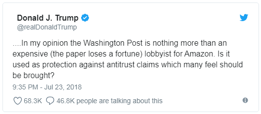 跨境出海特朗普再发推文抨击亚马逊和指责《华盛顿邮报》，暗示对其采取反垄断措施，您怎么看？