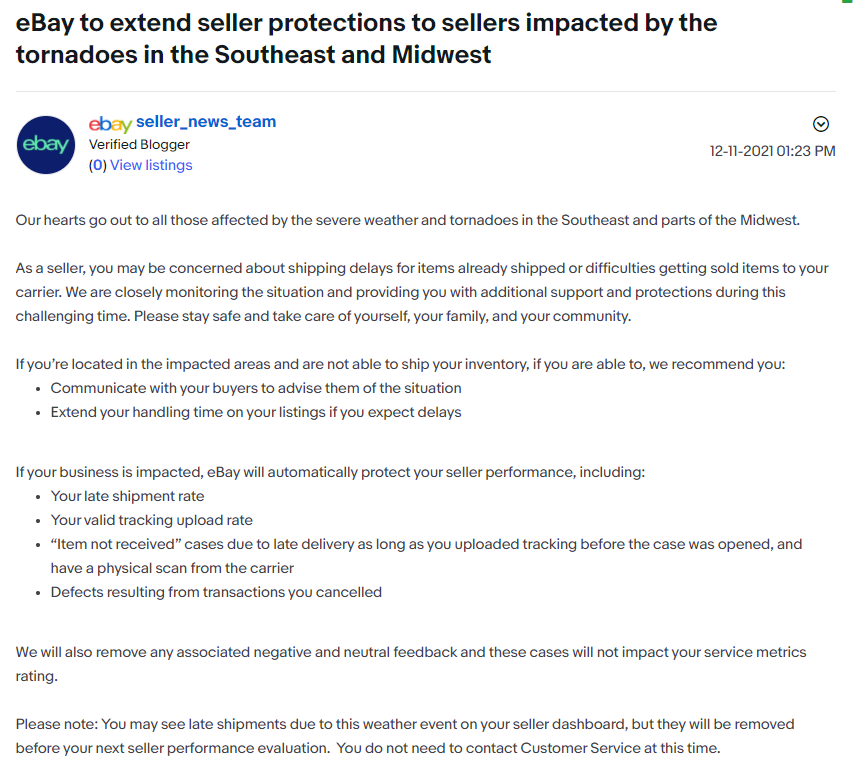 跨境电商eBay发布公告称将自动保护“卖家绩效”