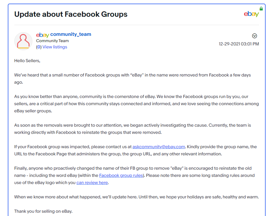 b2bFacebook删除部分eBay群组，eBay正在积极调查原因