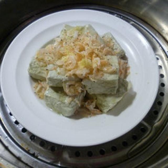 steamed stinky tofu with shrimp skin. if you like stinky tofu, you must not miss this dish