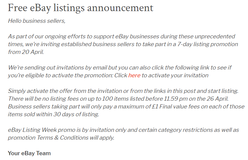 跨境资讯100个listing免费刊登！eBay这项活动哪些卖家可参与？
