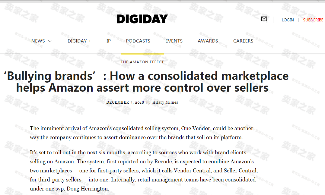 电商平台亚马逊将推新系统！欲整治“VC巨蟒”并管控品牌卖家恶性竞争