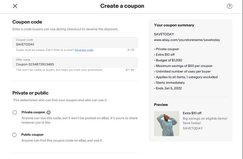 出海资讯eBay春季卖家更新：推出新的优惠券工具——编码优惠券！
