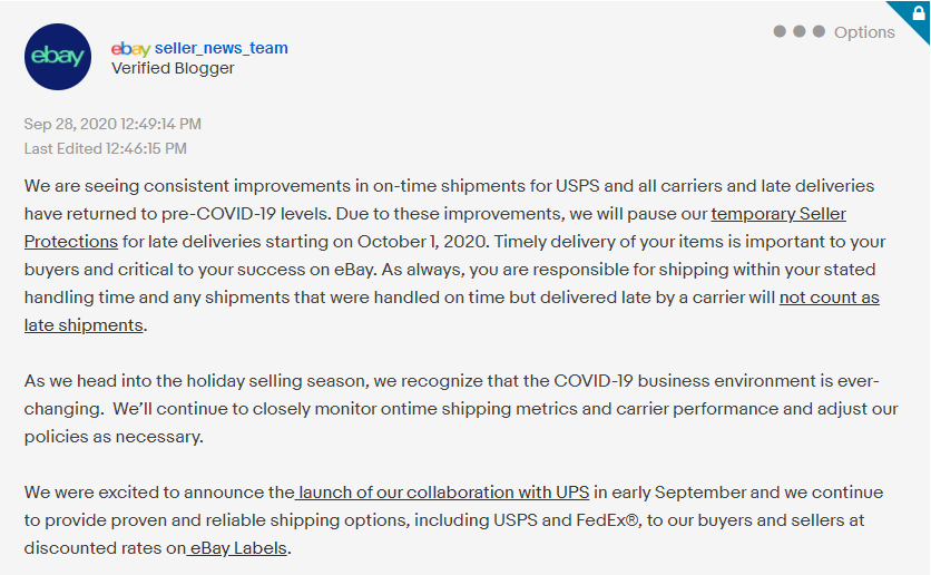 b2beBay卖家须知!10月1日起,这一临时卖家保护政策暂停!